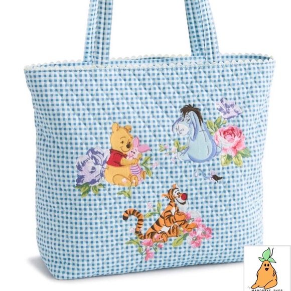 Vera Bradley Handbags - Vera Bradley Disney Winnie Pooh Tote Gingham Floral Cotton Eeyore Tigger Piglet